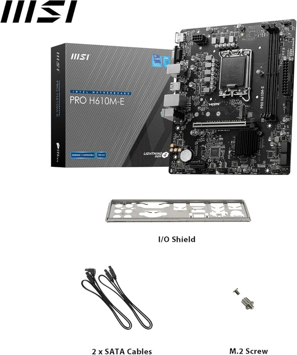 MSI Pro H610M-E Micro ATX Gaming Motherboard, Intel 1700, DDR5, M-ATX