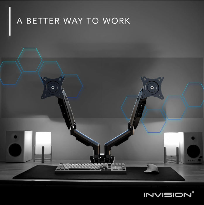 Invision MX400 Dual Monitor Arm Desk Mount for 19-32 Inch Screens