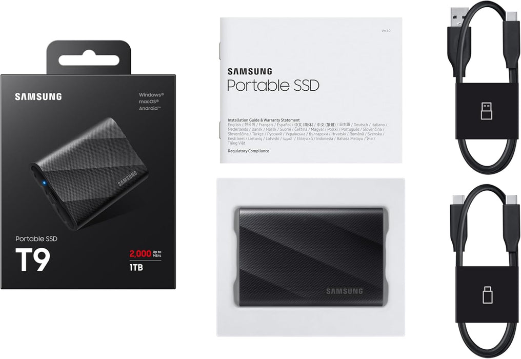 Samsung T9 Portable SSD 1TB, Up to 2,000MB/s, USB-C, External Solid State Drive