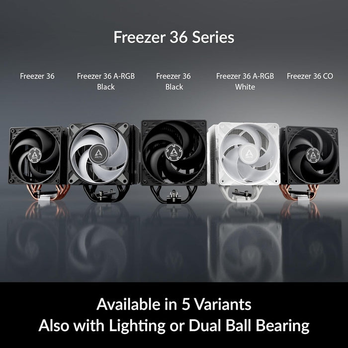 ARCTIC Freezer 36 CPU Air Cooler, Dual 120mm Push‑Pull Fans, MX‑6, Intel LGA1700 & AMD AM5– Black