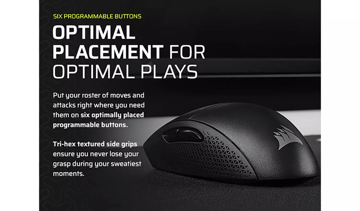 Corsair M55 Wireless Gaming Mouse – 24K DPI, SLIPSTREAM Wireless, Bluetooth, 6 Buttons, Black