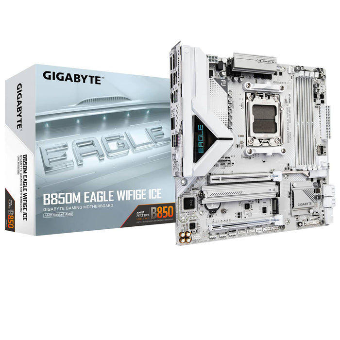 AORUS B850M EAGLE WIFI6E ICE – AM5 Micro ATX Motherboard, DDR5, PCIe 5.0, Wi‑Fi 6E