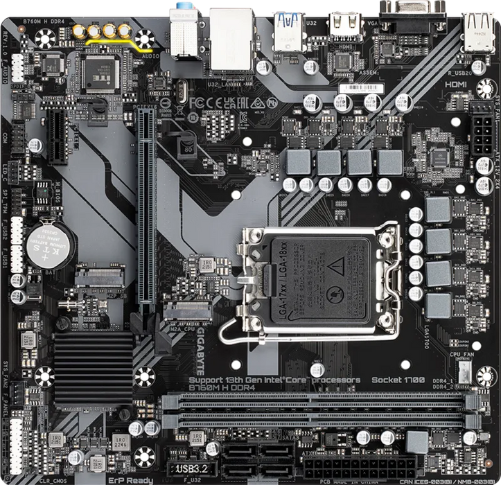 Gigabyte B760M H DDR4 Micro‑ATX LGA1700 Motherboard – PCIe 4.0, Dual M.2