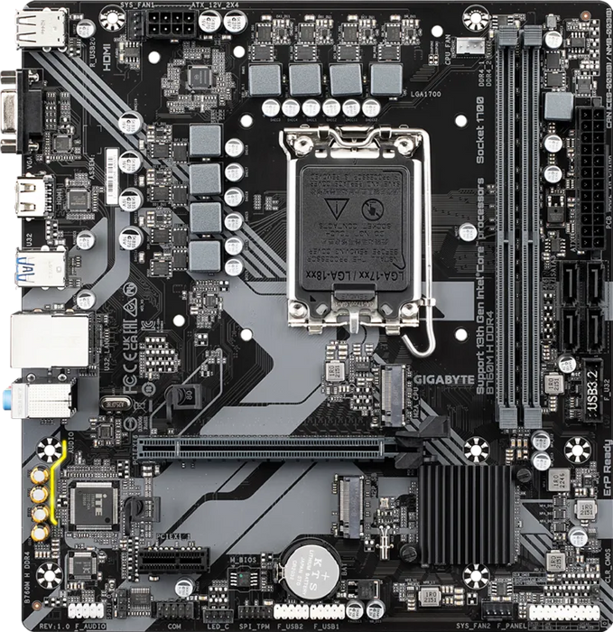 Gigabyte B760M H DDR4 Micro‑ATX LGA1700 Motherboard – PCIe 4.0, Dual M.2