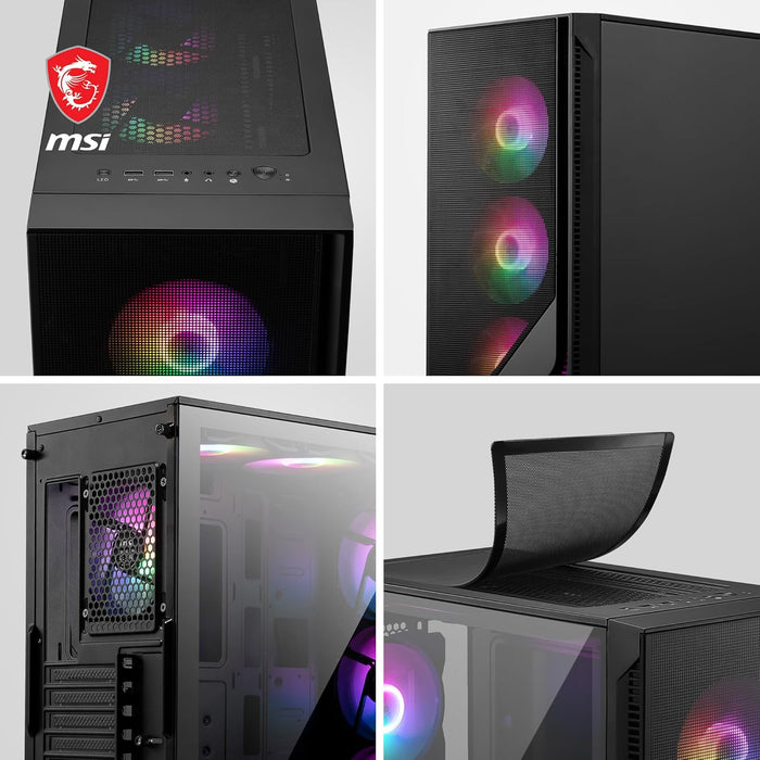 MSI MAG FORGE 120A AIRFLOW Mid-Tower PC Case – Mesh Front, Tempered Glass, Auto-RGB Fans