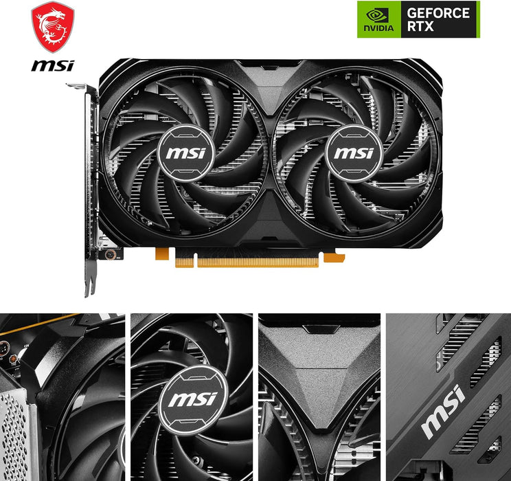 MSI NVidia RTX 4060 Gaming Graphics Card 8GB Ventus 2X Black OC, Ada Lovelace GPU