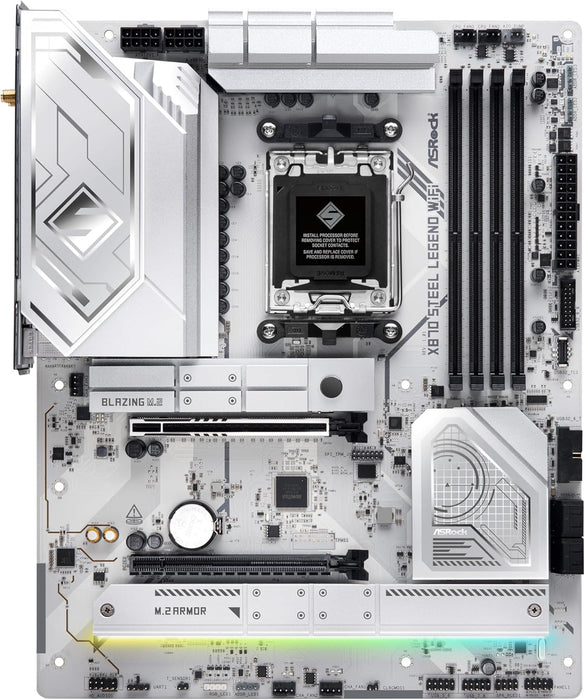 Asrock X870 Steel Legend WiFi Gaming Motherboard, AMD AM5, ATX, DDR5, Wi-Fi 7, 2.5G LAN, RGB