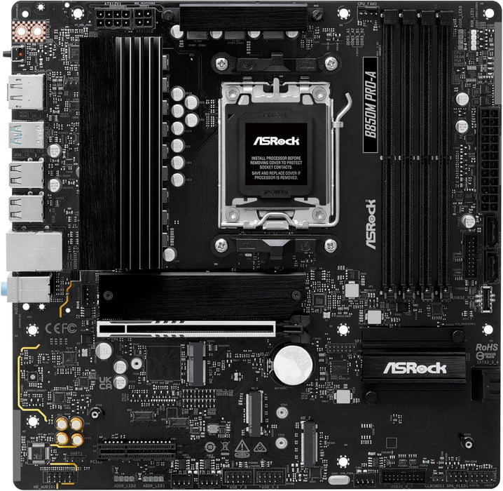 Asrock B850M PRO-A Gaming Motherboard, AMD B850, AM5, Micro ATX, DDR5, PCIe 5.0
