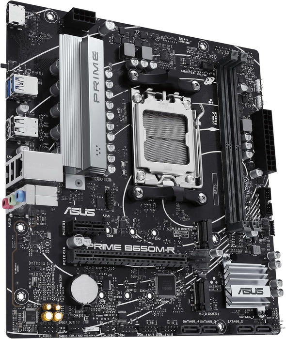 Asus Prime B650M-R Motherboard, AMD B650, AM5, Micro ATX, DDR5, HDMI, 2.5G LAN, PCIe4, M.2