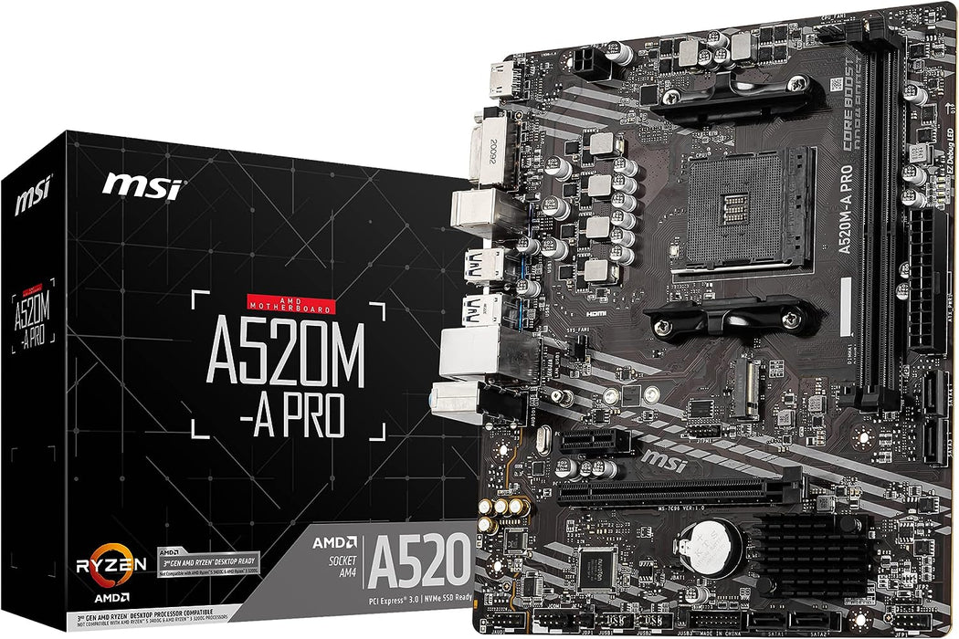 MSI A520M-A Pro M-ATX Motherboard AMD AM4 DDR4 PCIe 3.0 mATX Motherboard