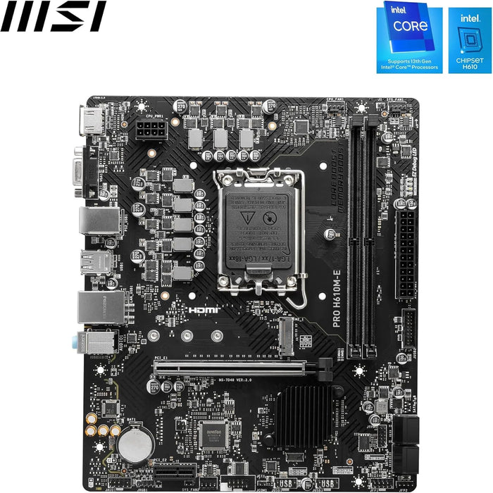 MSI Pro H610M-E Micro ATX Gaming Motherboard, Intel 1700, DDR5, M-ATX