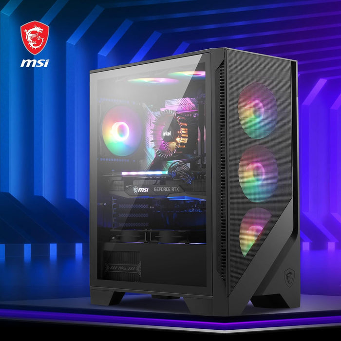 MSI MAG FORGE 120A AIRFLOW Mid-Tower PC Case – Mesh Front, Tempered Glass, Auto-RGB Fans