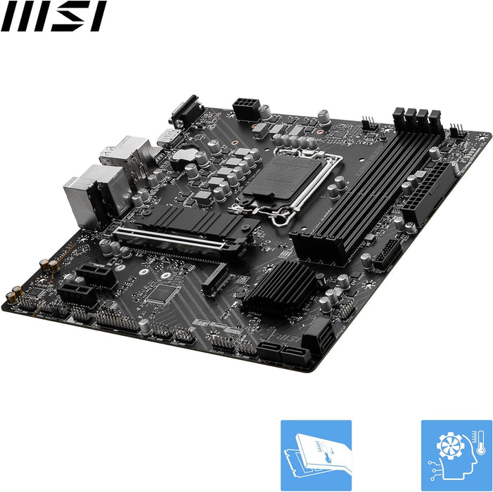 MSI Pro B760M-P Micro ATX Motherboard, Intel B760, LGA 1700, DDR4, PCIe 4, M-ATX, HDMI, DP, M.2