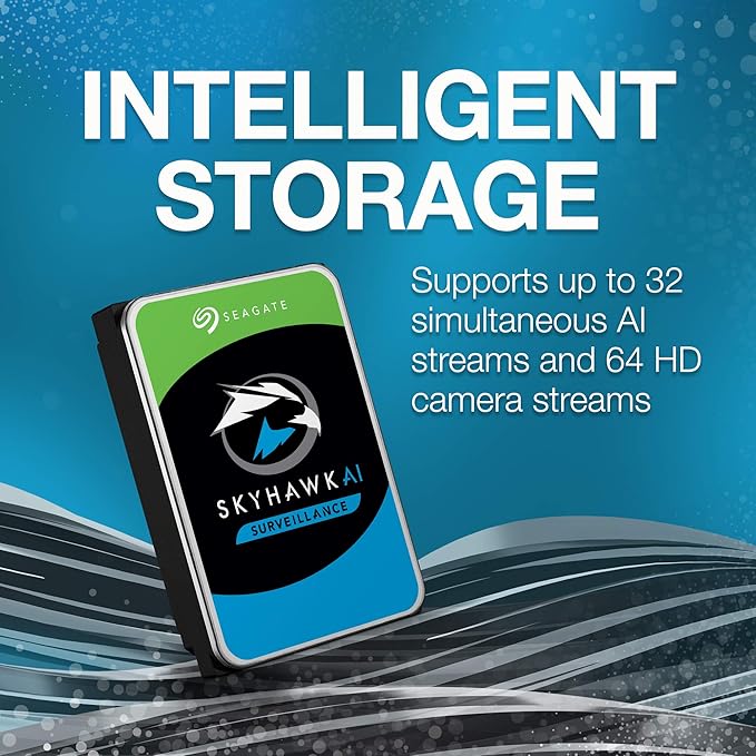 Seagate 10 TB SkyHawk AI Surveillance 3.5" Hard Drive ST10000VE0008 (SATA 6Gb/s/250MB/7200 RPM)