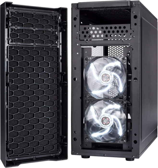 Fractal Design Focus G (Black) Gaming Case w/ Clear Window, ATX, 2 White LED Fans, Kensington Bracket