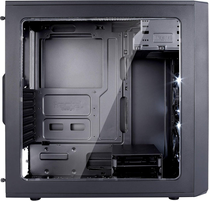 Fractal Design Focus G (Black) Gaming Case w/ Clear Window, ATX, 2 White LED Fans, Kensington Bracket