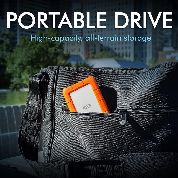 LaCie Rugged USB-C 5TB Portable Hard Drive, External Storage for Mac & PC, Drop, Shock, Dust, Rain Resistant, HDD