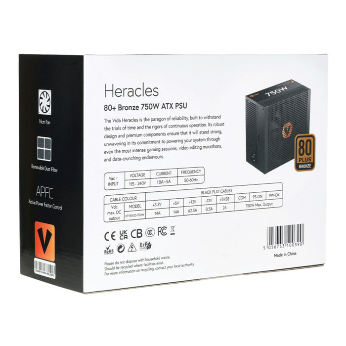 Heracles 750W 80+ Bronze ATX Gaming Power Supply – XTY850D‑750W