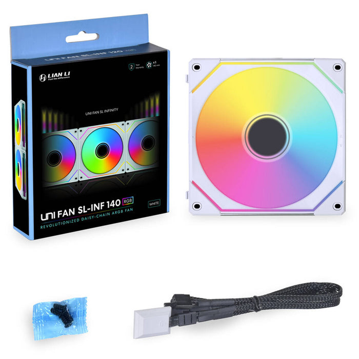 Lian Li UNI SL140 INF ARGB White 140mm Fan – Infinity Mirror PWM Cooling Fan