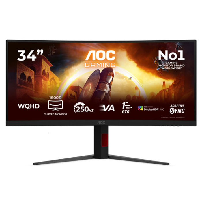 AOC AGON CU34G4ZCA 34 Inch Ultrawide QHD 250Hz Fast VA Curved Gaming Monitor Black