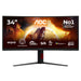 AOC AGON CU34G4ZCA 34 Inch Ultrawide QHD 250Hz Fast VA Curved Gaming Monitor Black