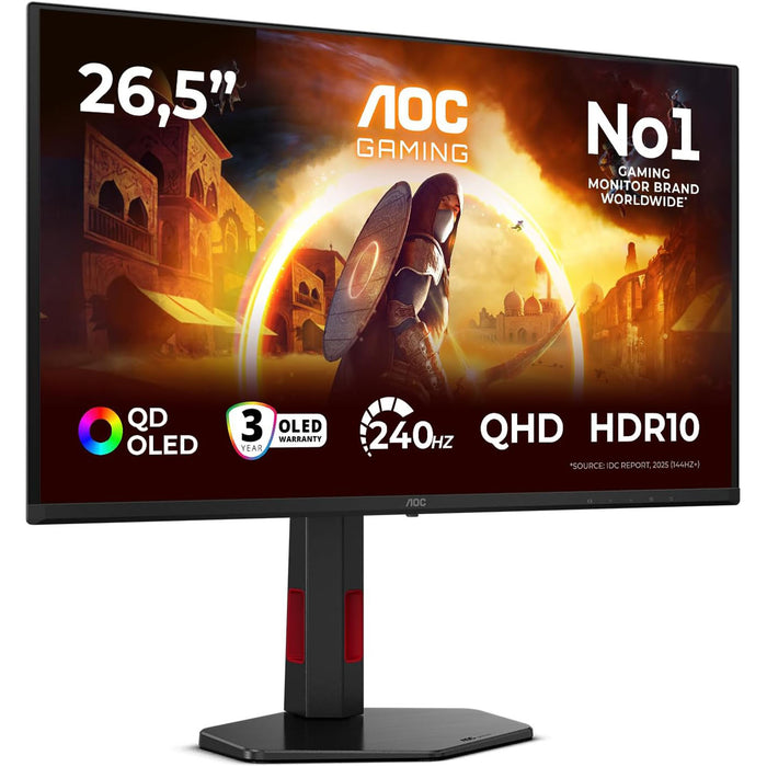 AOC Q27G4ZDR 27 Inch QHD 240Hz QD‑OLED Gaming Monitor Black