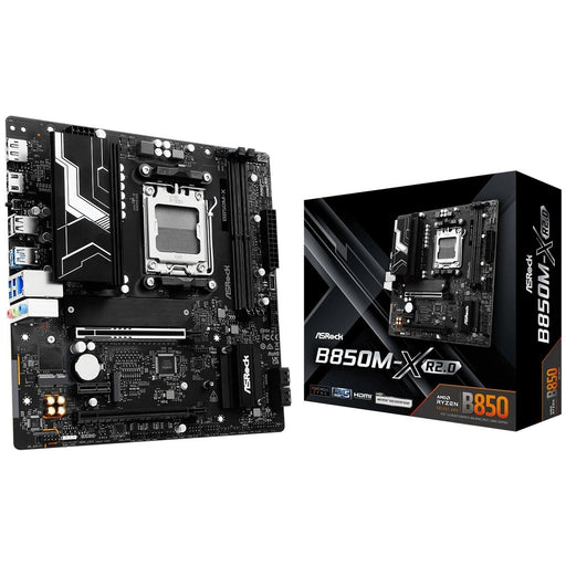 ASRock B850M‑X Micro‑ATX AM5 motherboard with DDR5, PCIe 5.0, and dual M.2 slots.
