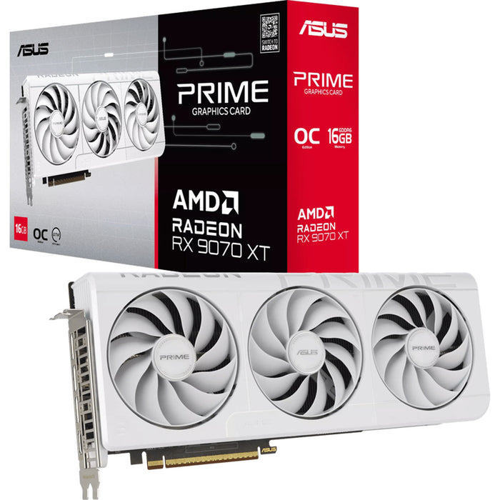 ASUS Radeon RX 9070 XT Prime OC White 16GB GDDR6 Graphics Card – RDNA 4, PCIe 5.0