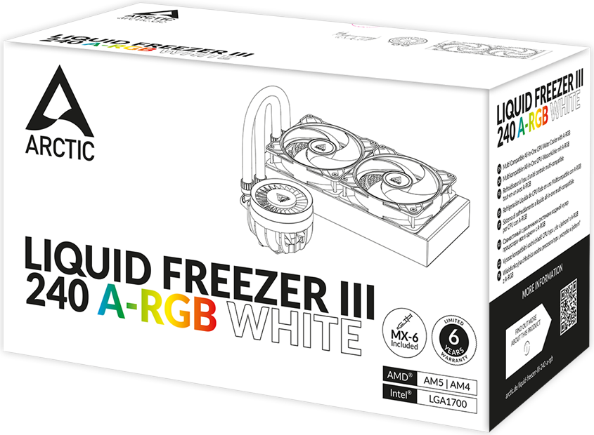 Arctic Liquid Freezer III 240 ARGB 240mm Liquid CPU Cooler – White, LGA1851 & AM5