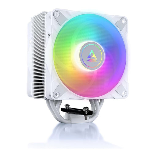 ARCTIC Freezer 36 A‑RGB White CPU air cooler with dual 120mm RGB fans and direct‑touch heatpipes.