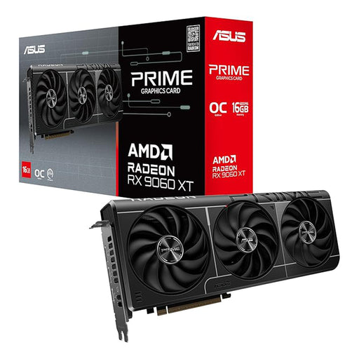 ASUS Prime Radeon RX 9060 XT graphics card with 16GB GDDR6 and DisplayPort output.