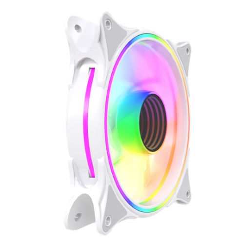 Vida Infinity01 Reverse Blade 120mm ARGB Dual Ring PWM Case Fan, Hydraulic Bearing, Infinity Mirror Effect, 500-1500 RPM, White