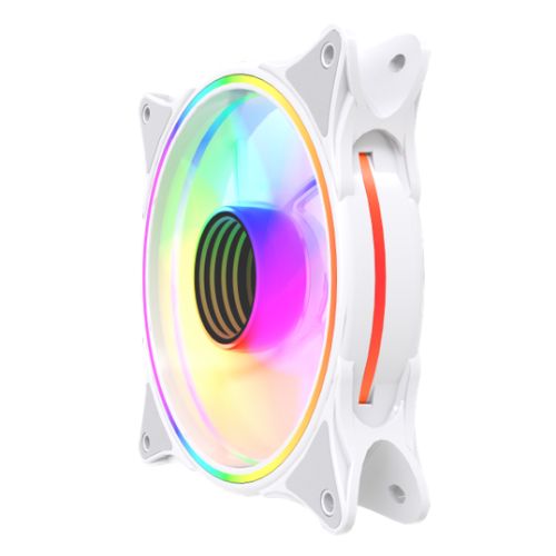 Vida Infinity01 Reverse Blade 120mm ARGB Dual Ring PWM Case Fan, Hydraulic Bearing, Infinity Mirror Effect, 500-1500 RPM, White