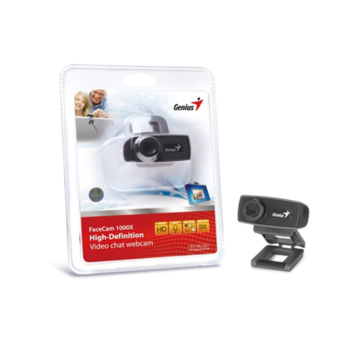 Genius FaceCam 1000X HD Webcam V2 – 720p, USB, Built‑in Microphone