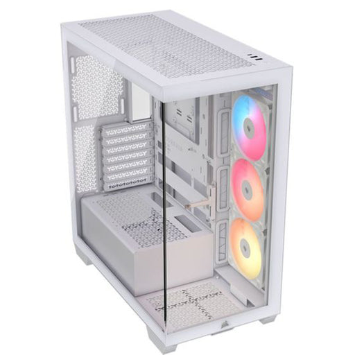 Corsair 3500X RS‑R ARGB White Mid‑Tower PC Case with tempered glass and ARGB fans.