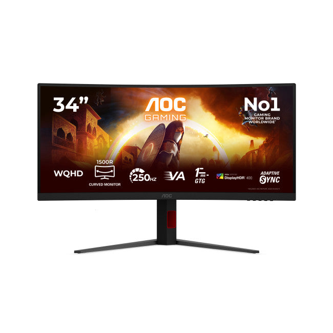 AOC AGON CU34G4ZCA 34-Inch Ultrawide QHD Curved Gaming Monitor – 250Hz Fast VA Display