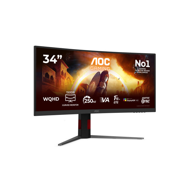 AOC AGON CU34G4ZCA 34-Inch Ultrawide QHD Curved Gaming Monitor – 250Hz Fast VA Display