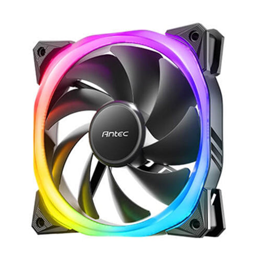 Antec Fusion 120mm ARGB black PWM fan with lighting ring.