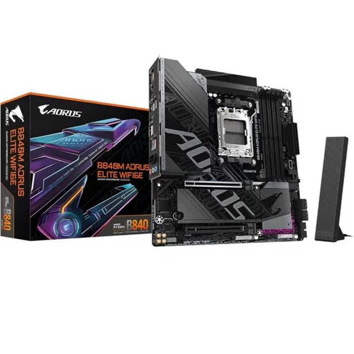 GIGABYTE B840M AORUS ELITE WIFI6E AM5 DDR5 Micro ATX Motherboard