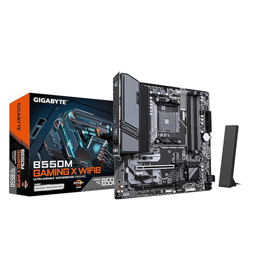 Gigabyte B550M GAMING X WIFI6 Micro‑ATX AM4 motherboard with PCIe 5.0, Wi‑Fi 6, and dual M.2 slots