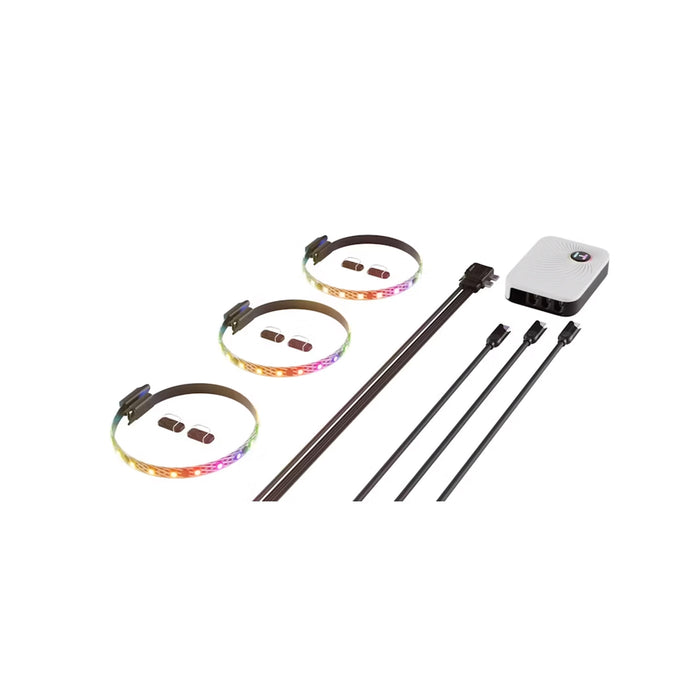 HYTE LS10 LED Strip 3‑Pack with qRGB lighting and Nexus Link Type‑C connectors