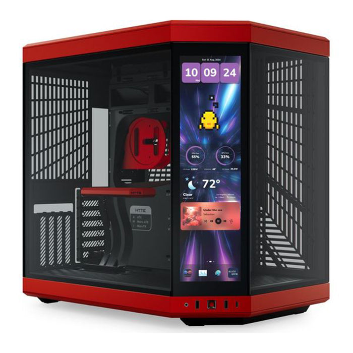 Hyte Y70 Touch Infinite Black Cherry E‑ATX PC Case with 14.9" Display