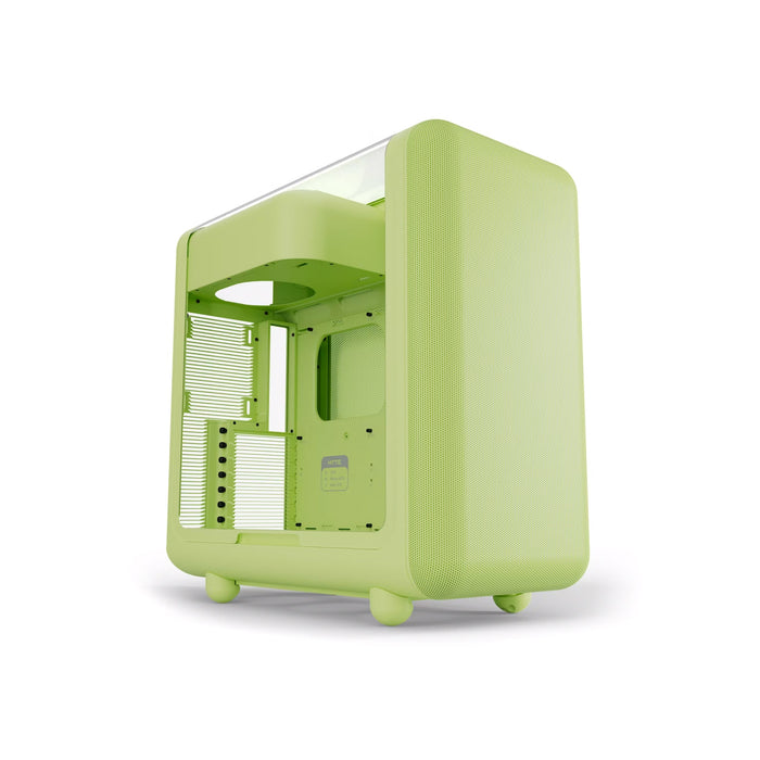 HYTE X50 Matcha Milk high‑airflow mid‑tower PC case with micro‑mesh front panel.