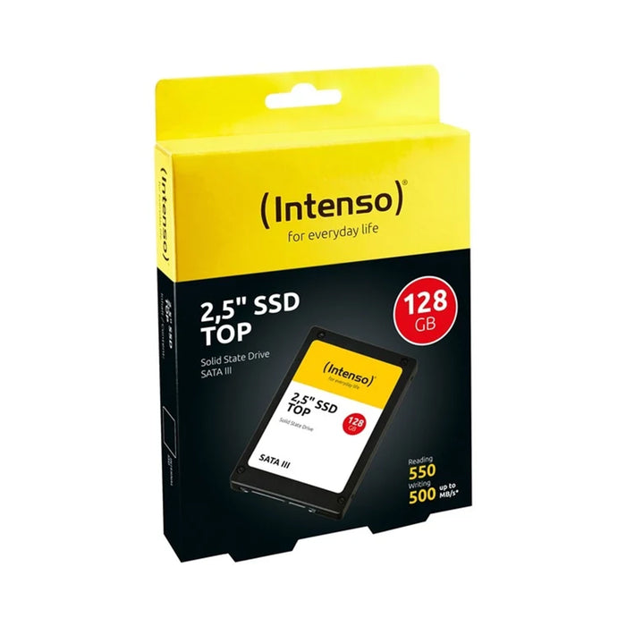 Intenso 2.5" SSD TOP packaging with yellow and black design