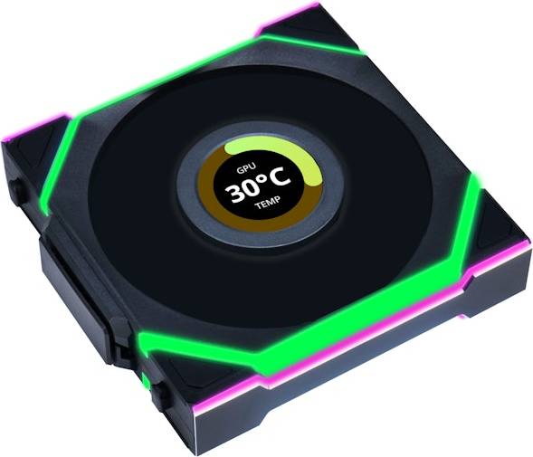 Lian Li UNI SL120 LCD Wireless RGB Reverse Blade 120mm Fan – ARGB PWM with IPS Display