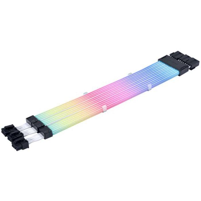 Lian Li STRIMER Wireless ARGB GPU 3×8‑pin white extension cable.