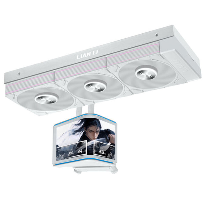 Lian Li HydroShift II OLED Curved 360P28 White 360mm AIO Liquid CPU Cooler with 2K Curved OLED Display