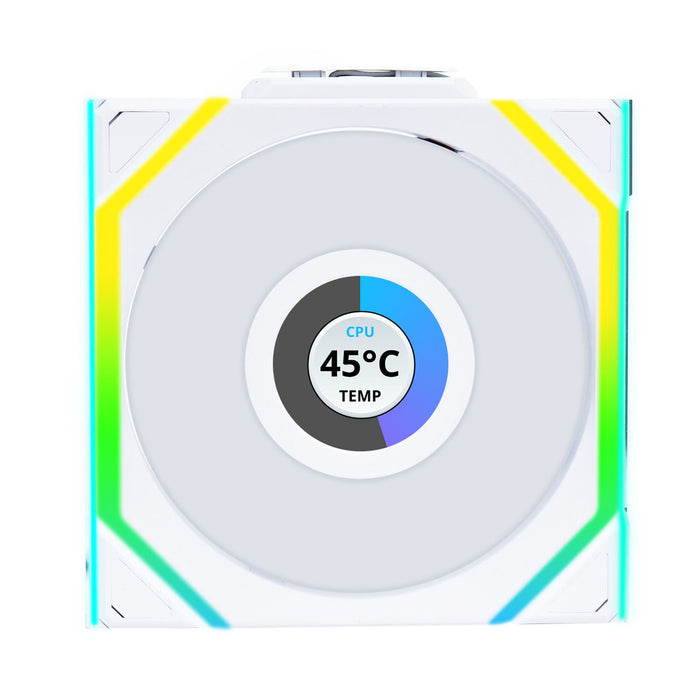 Lian Li UNI FAN SL Wireless LCD 120 White ARGB PWM Case Fan with 1.6 Inch IPS Display