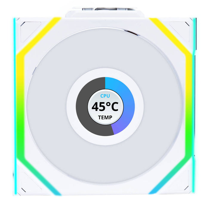 Lian Li UNI SL Wireless LCD RGB Reverse Flow 120mm PWM Fan White with 1.6 Inch LCD Display