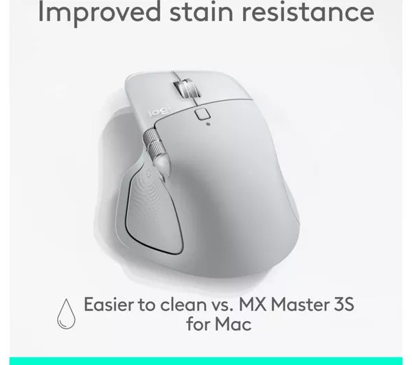 Logitech MX Master 4 Wireless Mouse for Mac – 8K DPI, MagSpeed Scroll, USB‑C, White Silver